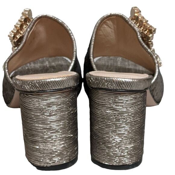 Stuart Weitzman Theone jeweled slides in silver metallic sized 6.5M - Picture 4 of 12